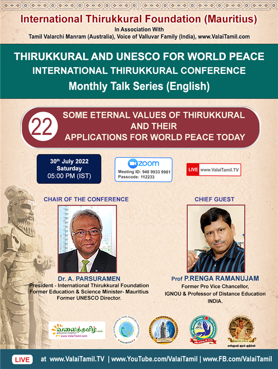 Some Eternal Values of Thirukkural and their Applications for World Peace Today